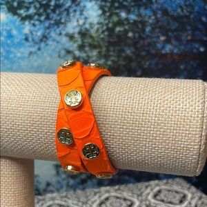 Tory Burch Orange Leather Wrap Bracelet or Choker
